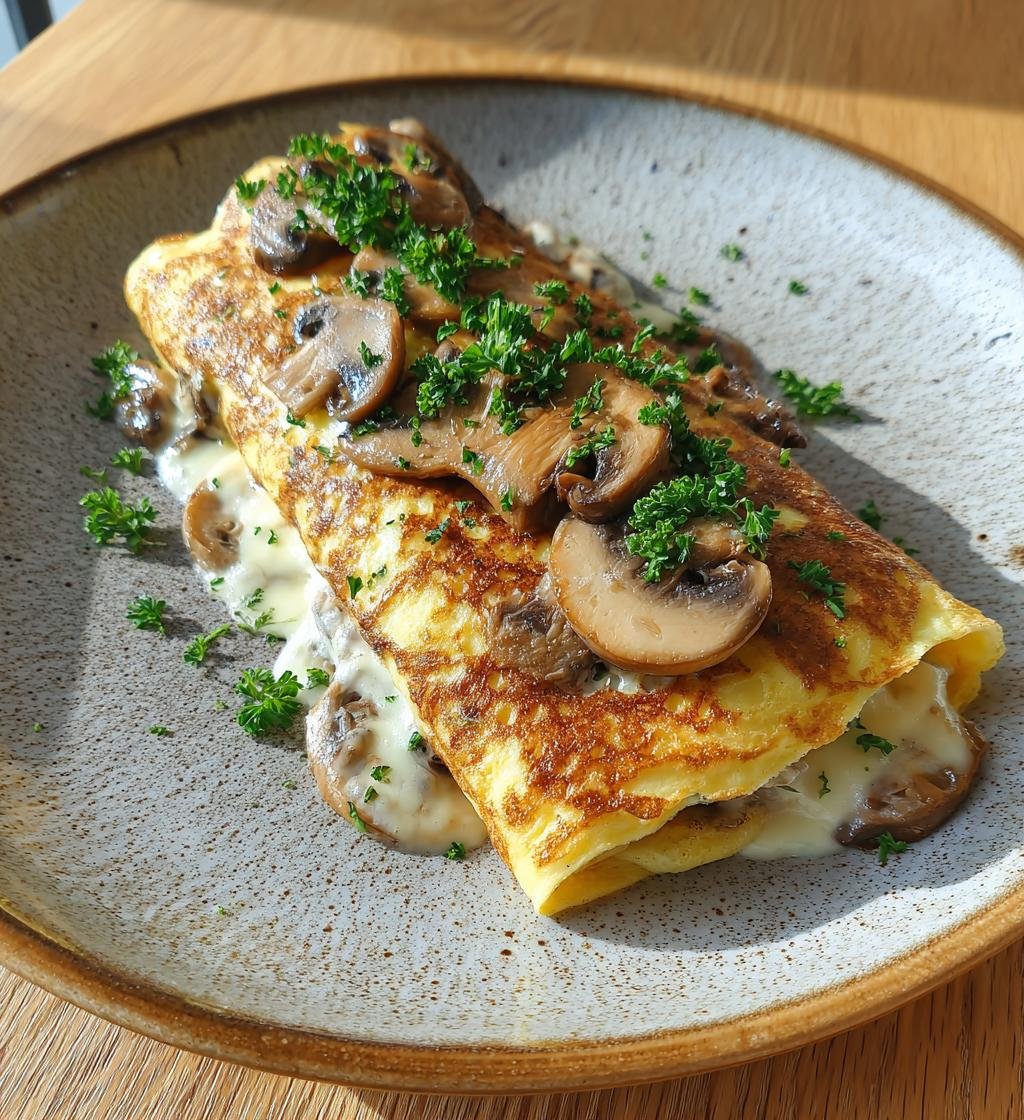 Omelettrulle med svamp och ost – Enkel och God Brunchrätt - steg för steg