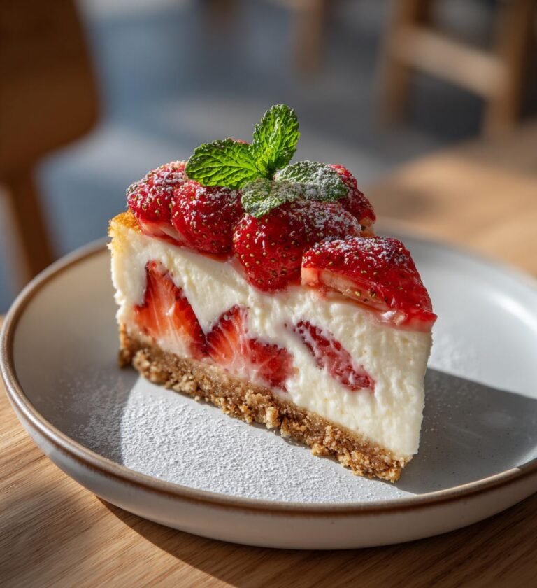 Jordgubbscheesecake-hjärtan utan ugn