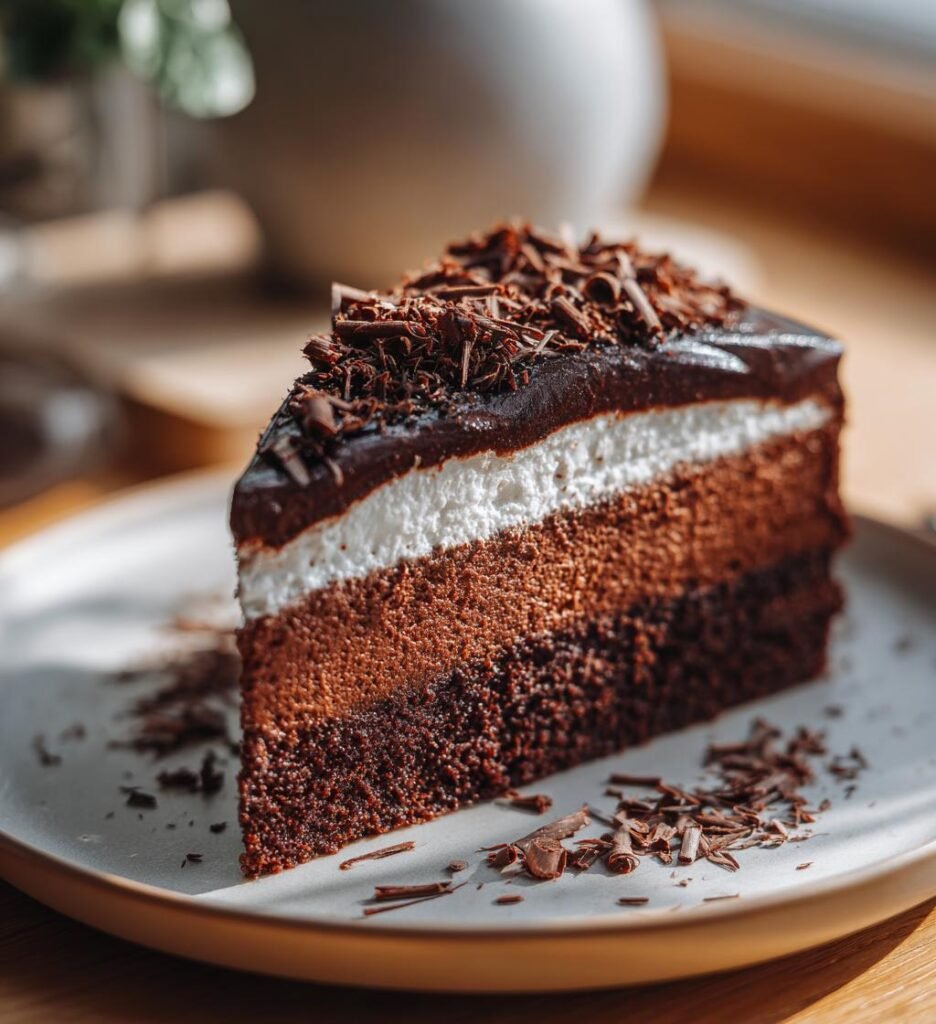 Mockakladdkaka med kaffekräm och chokladspån
