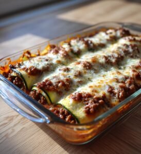 Zucchinirullar med köttfärs och mozzarella