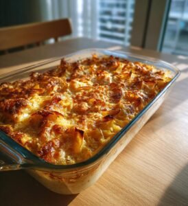 Vitlöksbrödsgratäng med kyckling och ost