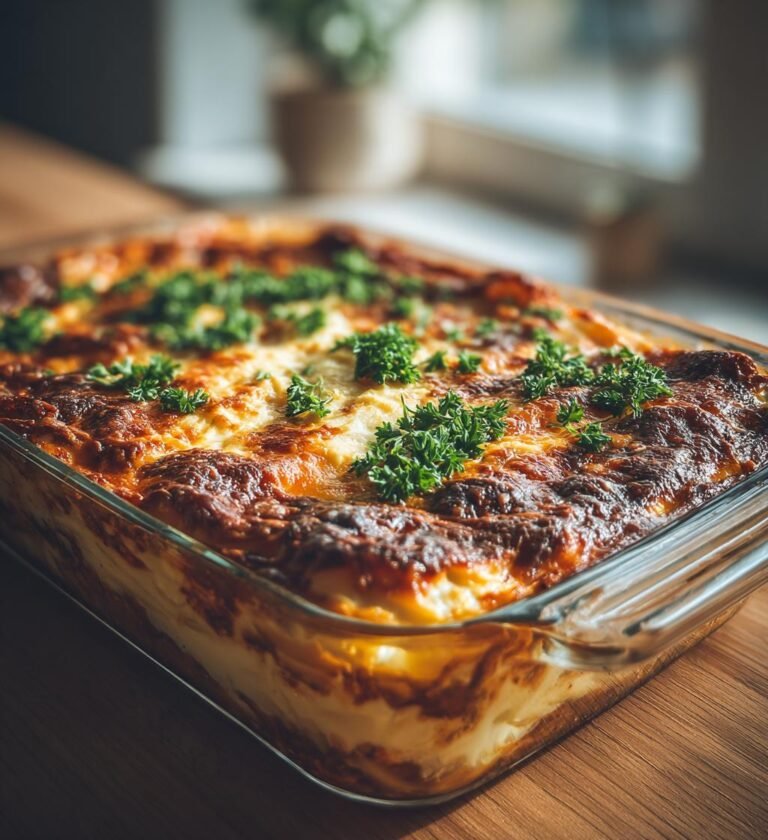 Vegetarisk pastitsio med linser, kanel och fetaost