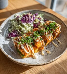 Frasiga torskwraps med remoulad och kålsallad