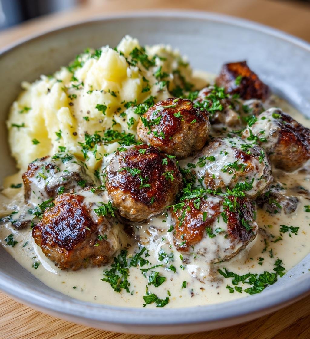 Saftiga köttbullar med gräddsås – Enkel och Krämig Familjemiddag - steg för steg