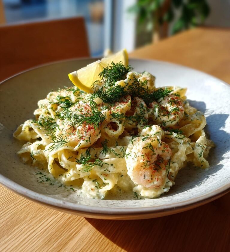 Krämig kräftstjärtspasta med dill och citron