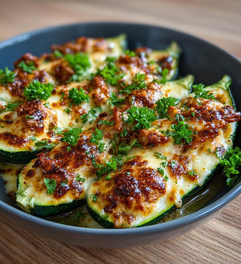Zucchinibåtar fyllda med kyckling och ost