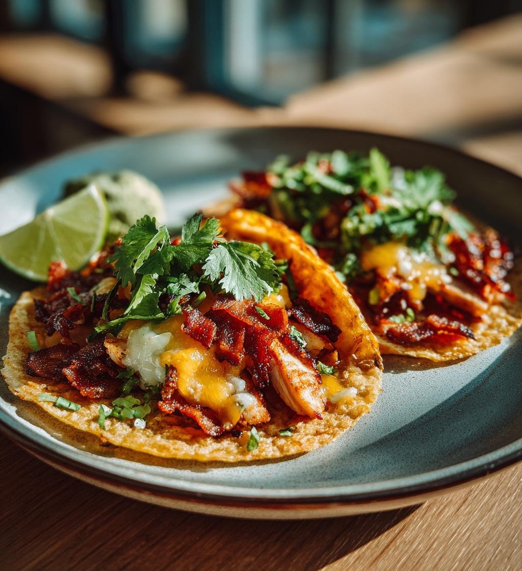 Frasiga rispapperstacos med kyckling, bacon och ost - Enkel och God!