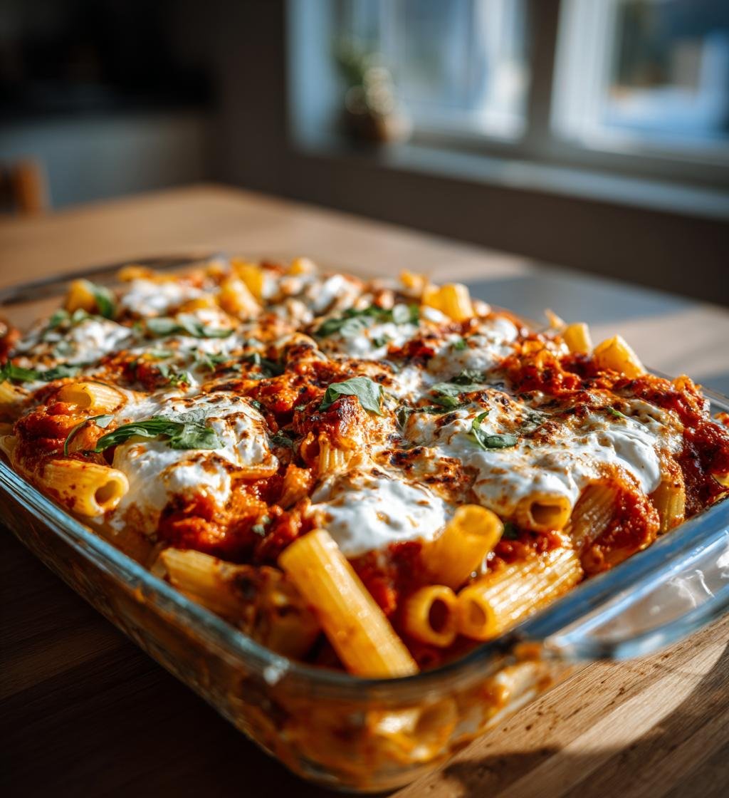 Bakad penne med tomatsås, burrata och basilika – Enkel och God rätt