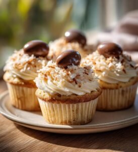 Påskcupcakes med kokosbon och chokladägg