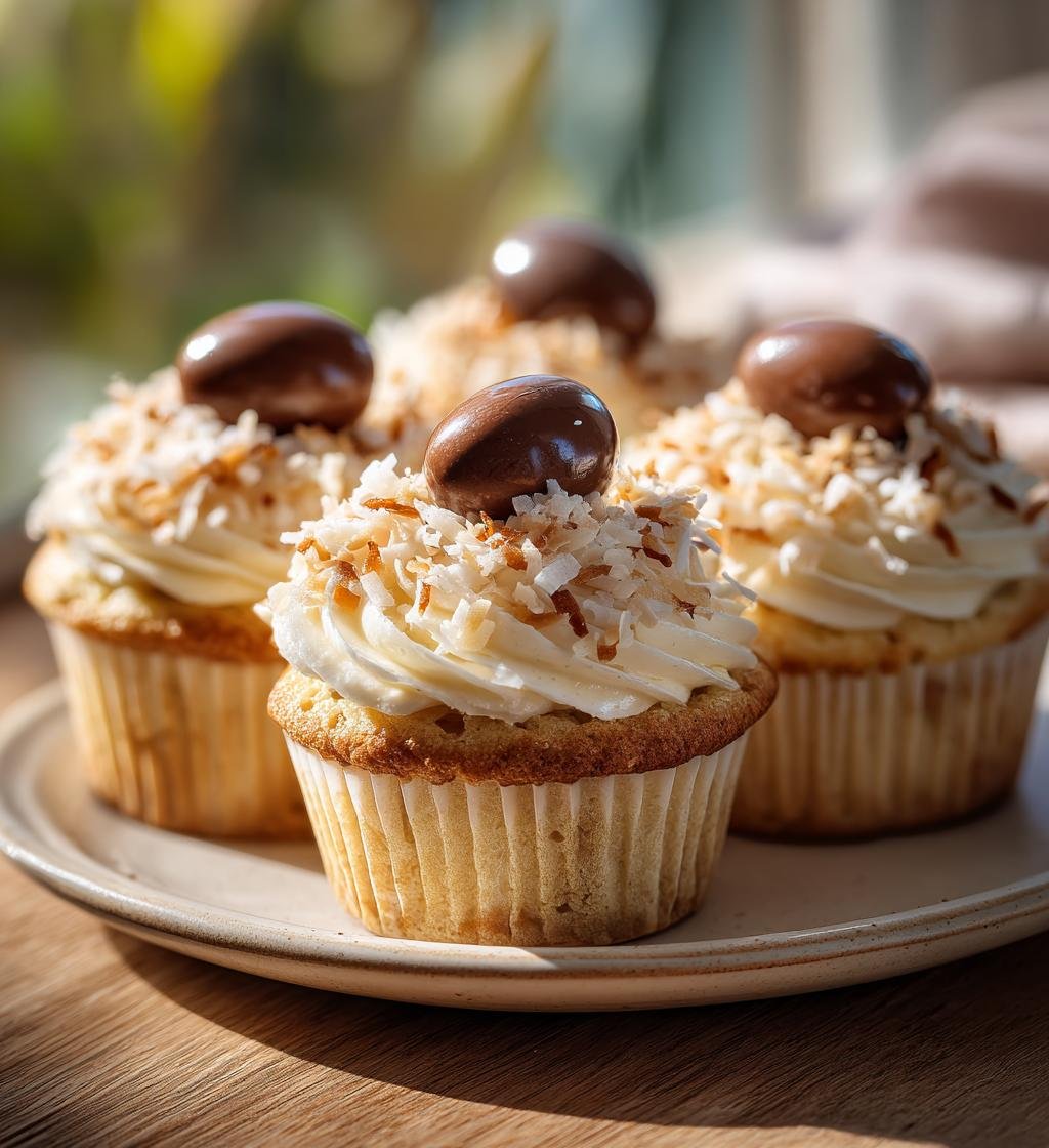 Påskcupcakes med kokosbon och chokladägg – Enkel och God Recept - steg för steg