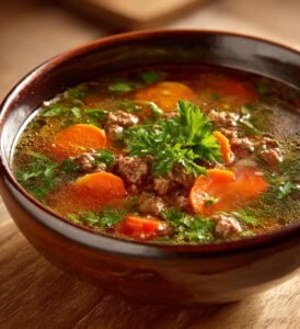 Vitkålssoppa med köttfärs och morötter