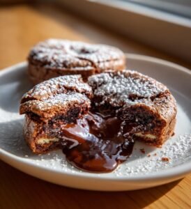 Chokladcookies med flytande chokladkärna