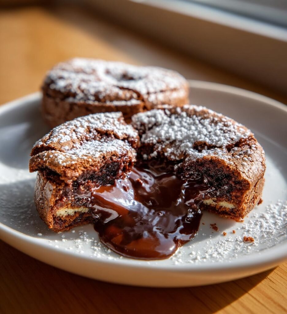Chokladcookies med flytande chokladkärna