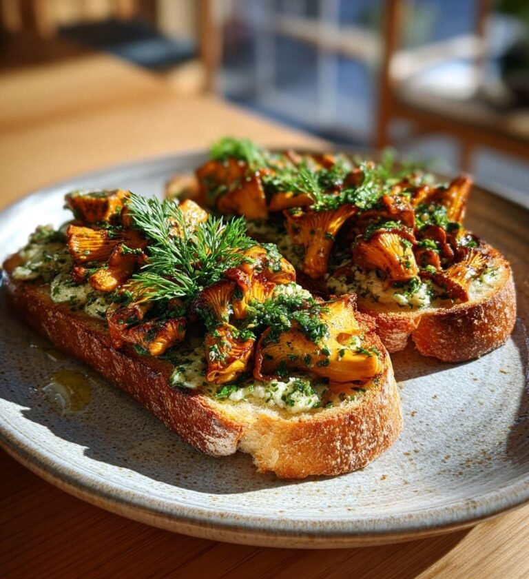 Kantarelltoast med vitlök och persilja