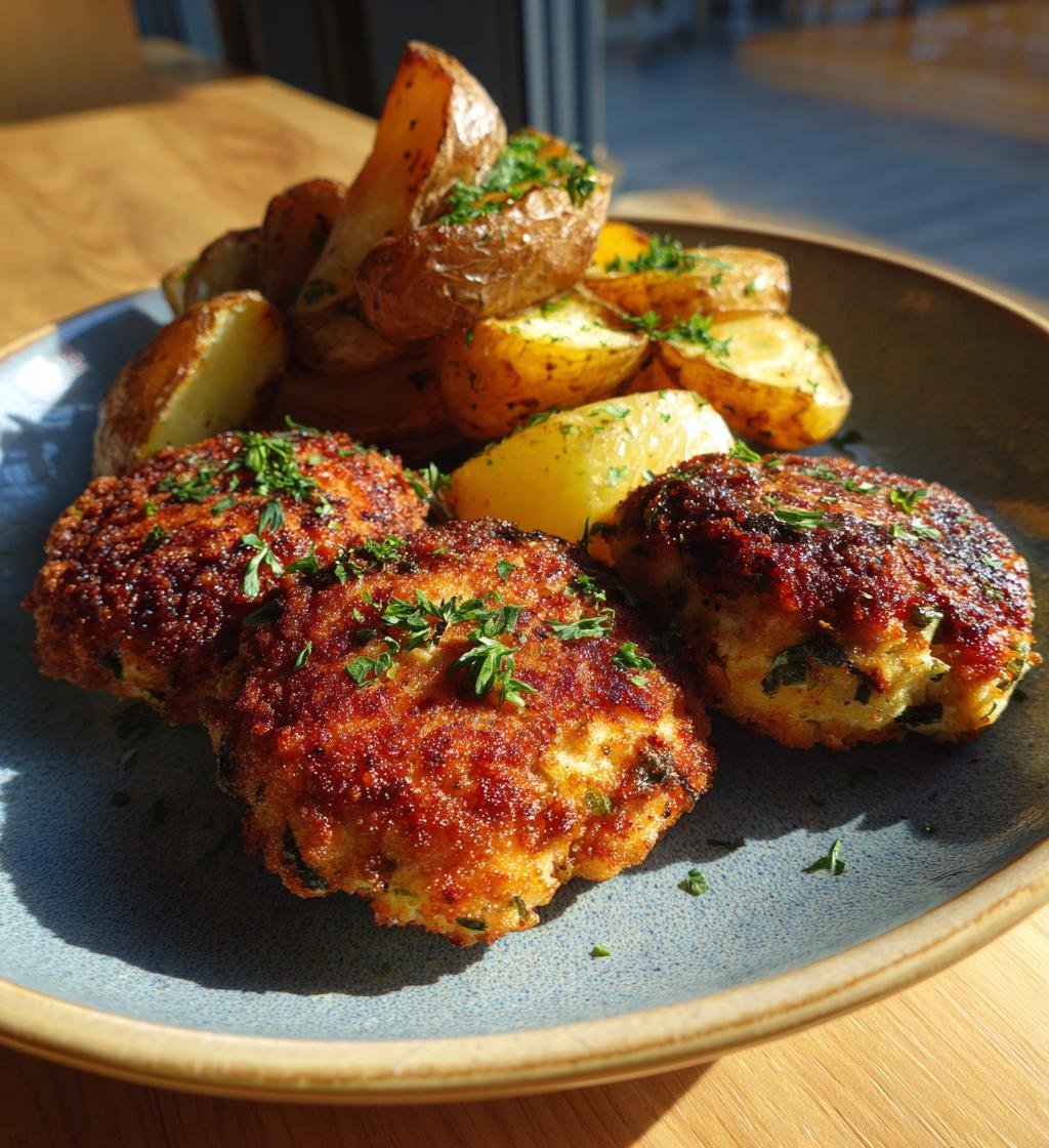 Parmesanpanerad kalkonschnitzel med rostad potatis – Snabb och God
