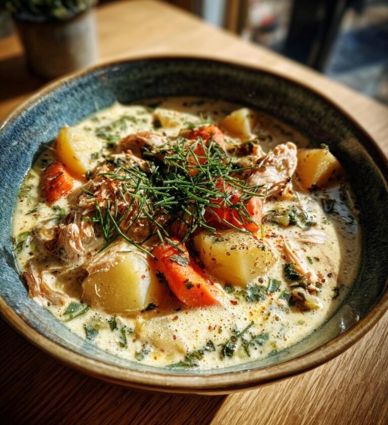 Krämig kycklinggryta med rotfrukter och dragon