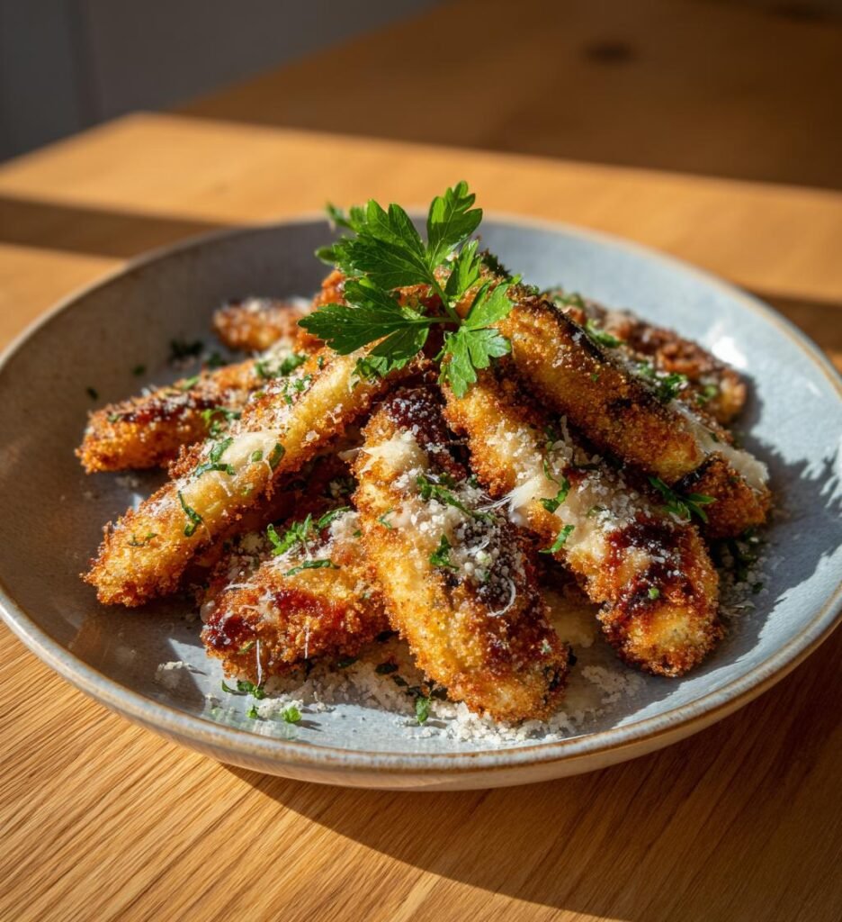 Frasig aubergineschnitzel med parmesan