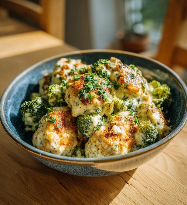 Frasiga kycklingknyten med broccoli och färskost