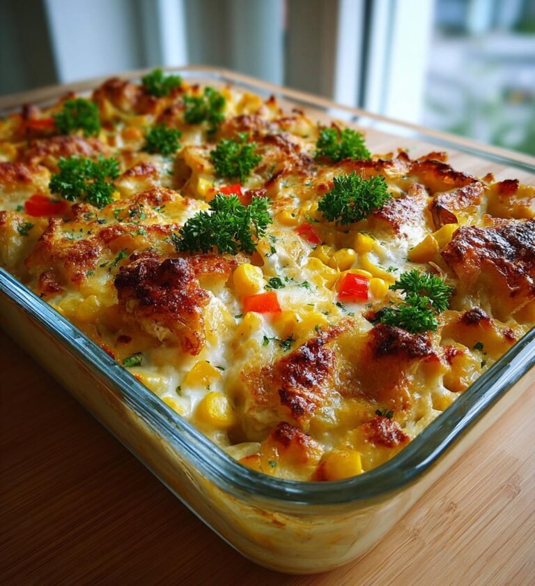Krämig kycklingpaj med majs och paprika