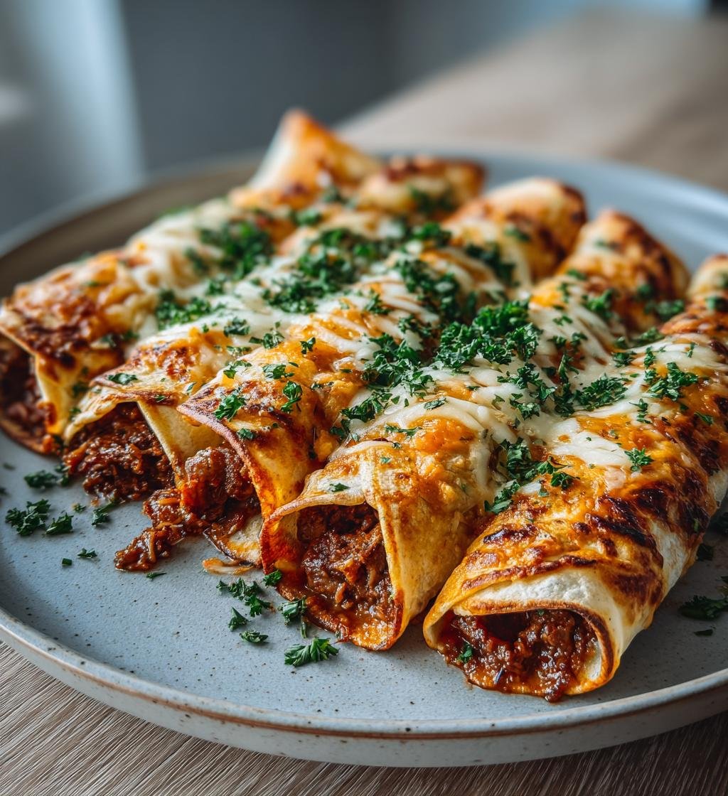 Frasiga tortillarullar med köttfärs, cheddar och vitlökssmör - Enkel & God
