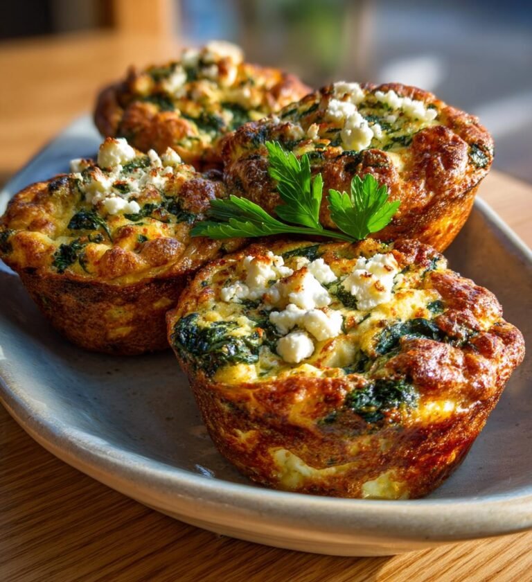 Frukostmuffins med ägg, spenat och fetaost