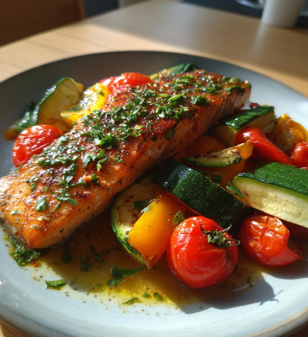 Grillad lax med örtsås och sommargrönsaker – Enkla och goda recept - steg för steg