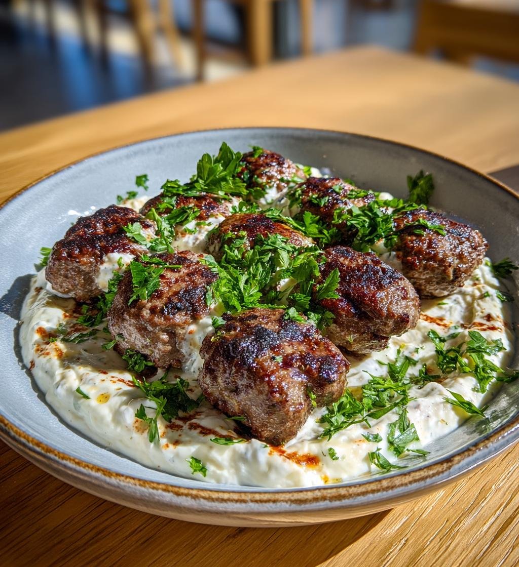 Ostfyllda nötfärskebab med krämig yoghurtsås – Enkel och God middag - steg för steg