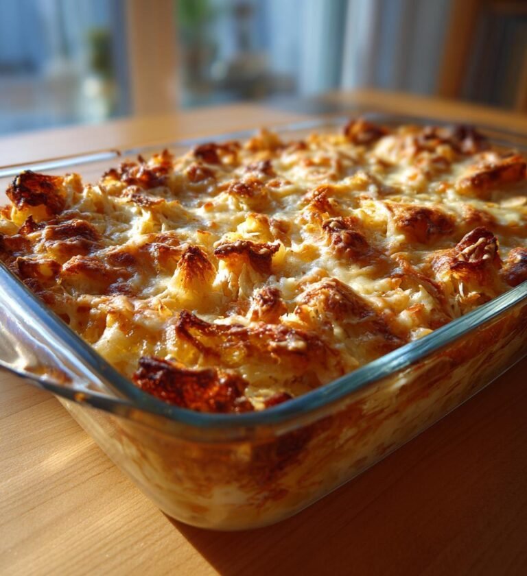 Vitlöksbrödsgratäng med kyckling och ost