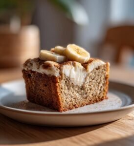 Bananbröd med cheesecakevirvel och kanel