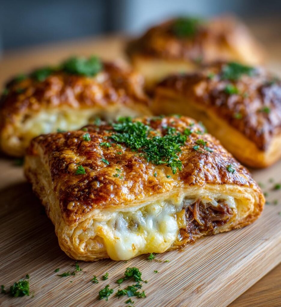 Smördegsfickor med pulled pork och cheddar