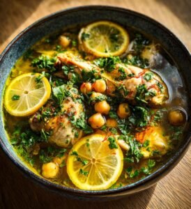 Kycklinggryta med saffran, kikärter och citron