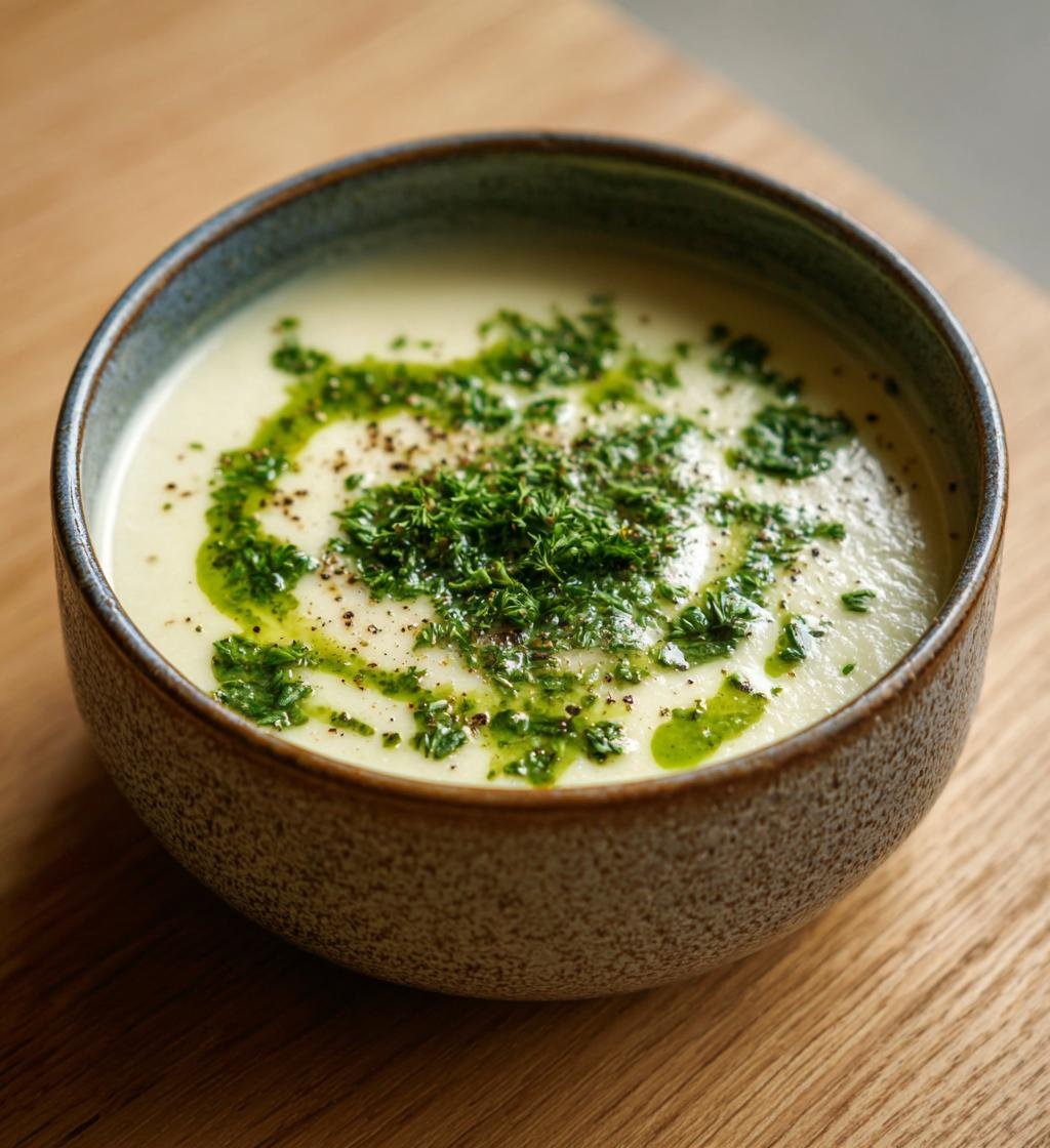 Potatis- och rotsellerisoppa med grön örtolja – Enkel och Krämig