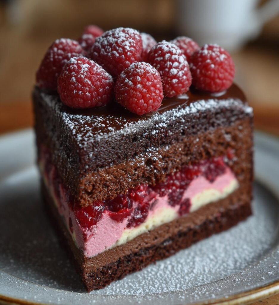 Hjärtformad chokladtårta med hallonmousse