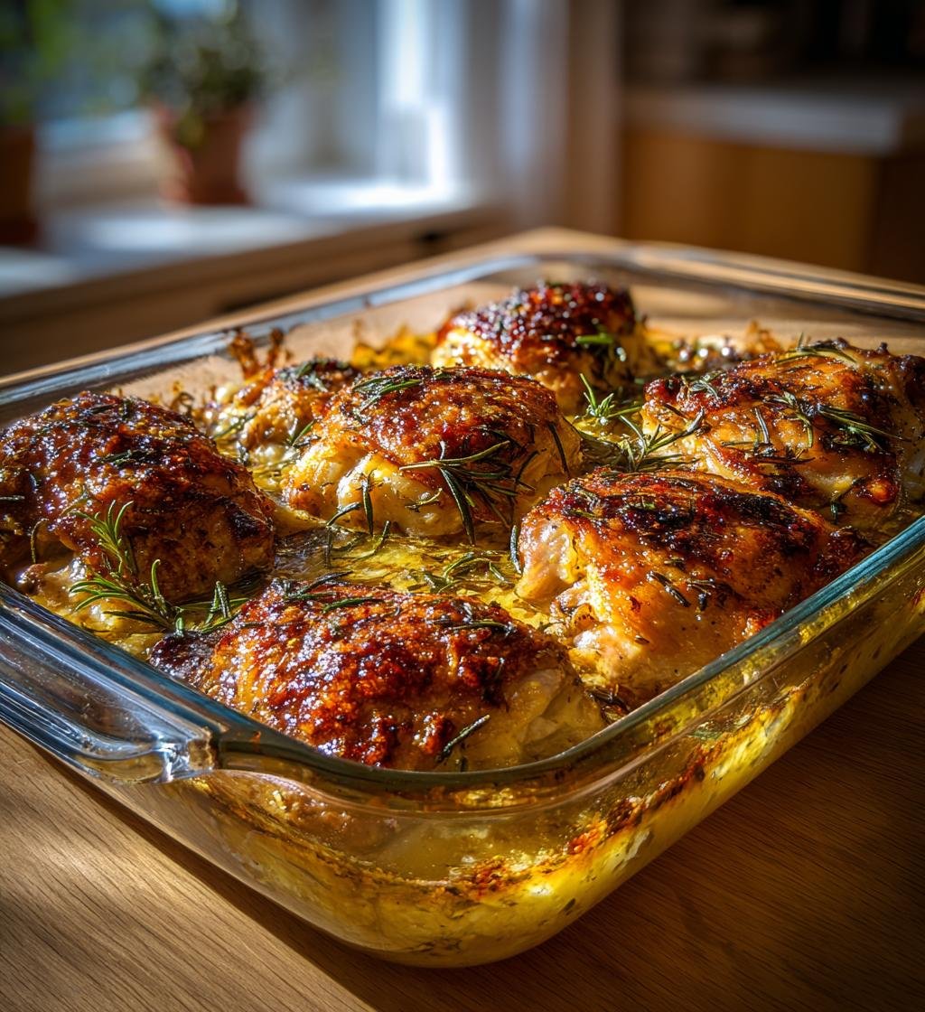 Ugnsbakade kycklinglår med vitlök och rosmarin – Enkel och Saftig Middag