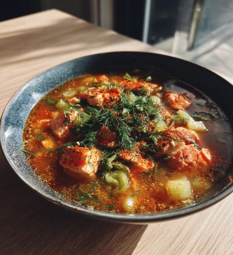 Krämig laxgryta med purjolök och dill
