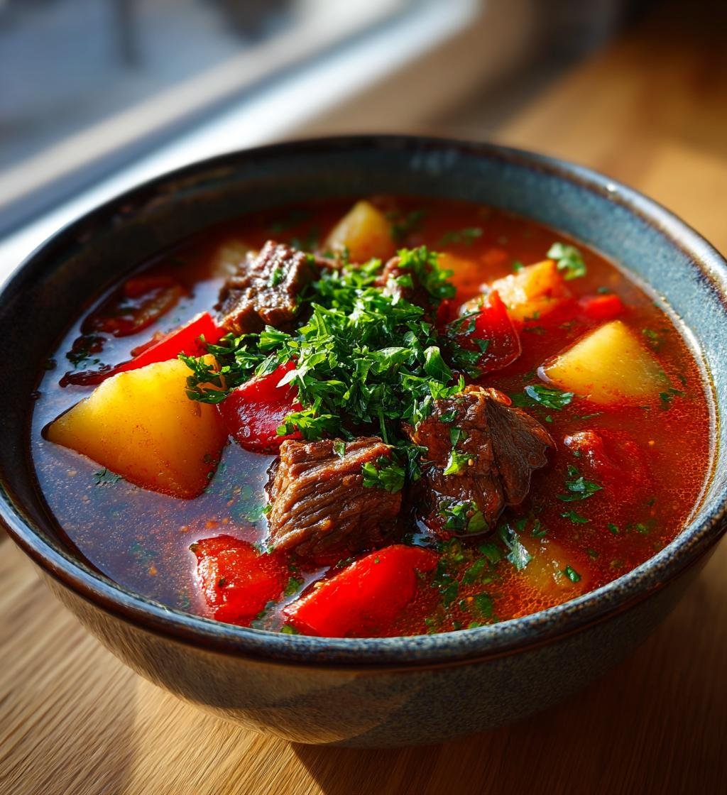 Gulaschsoppa med nötkött, paprika och potatis – Enkel och God