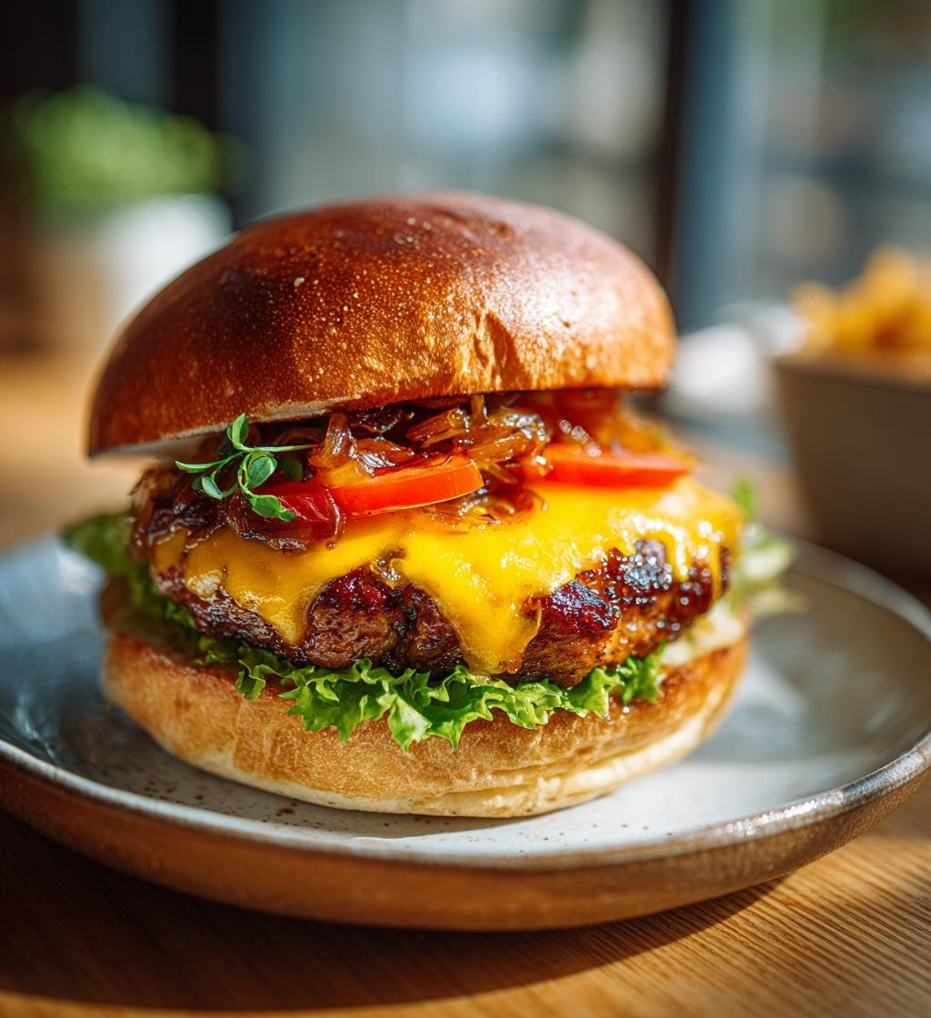 Kycklingburgare med cheddar och karamelliserad lök – Enkel och God