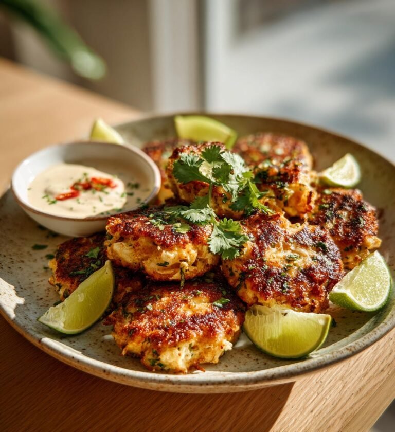 Krabbkakor med chili, lime och krämig dipp