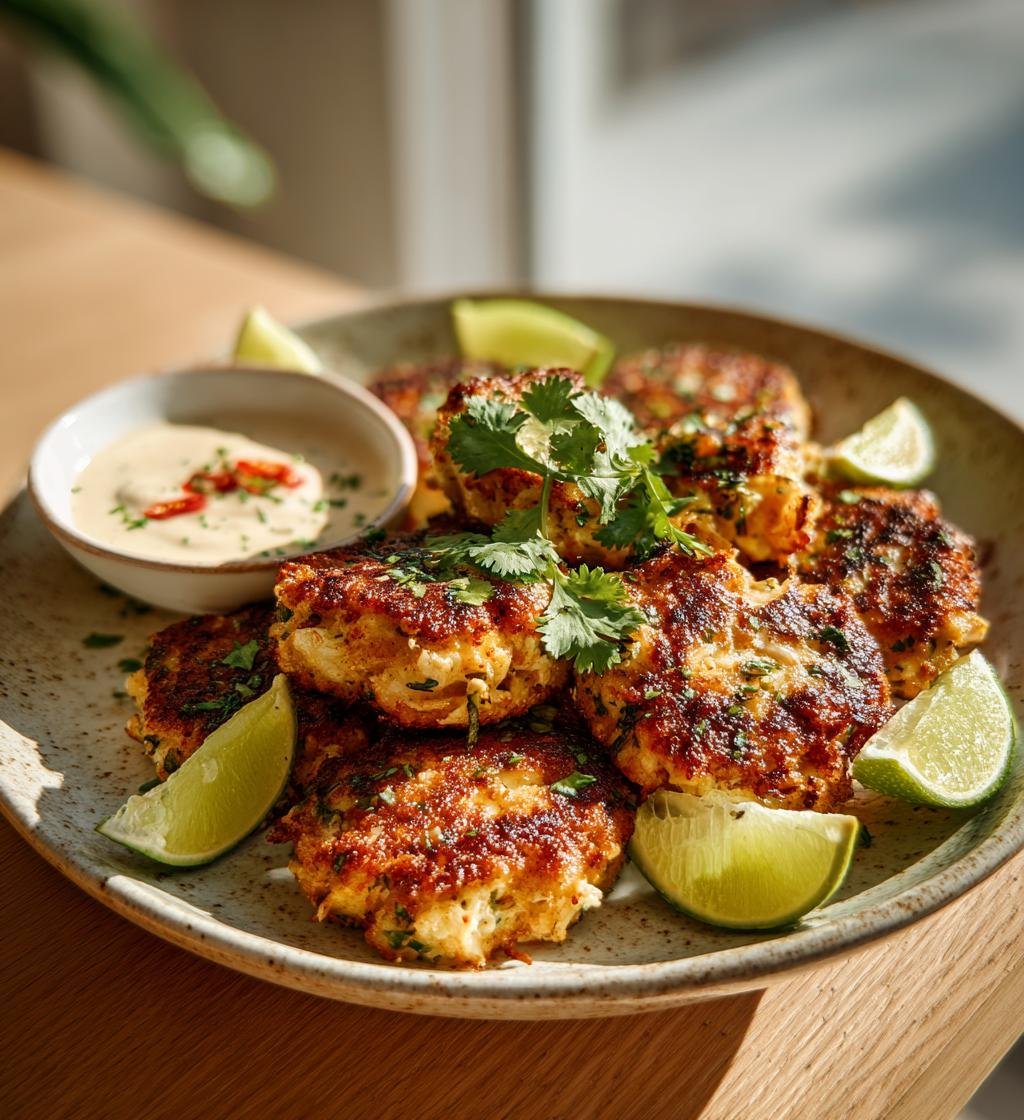 Krabbkakor med chili, lime och krämig dipp – Enkel och god