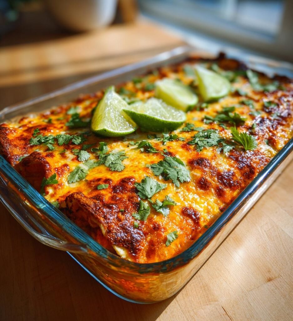 Böngratinerade enchiladas med sötpotatis och avokadokräm