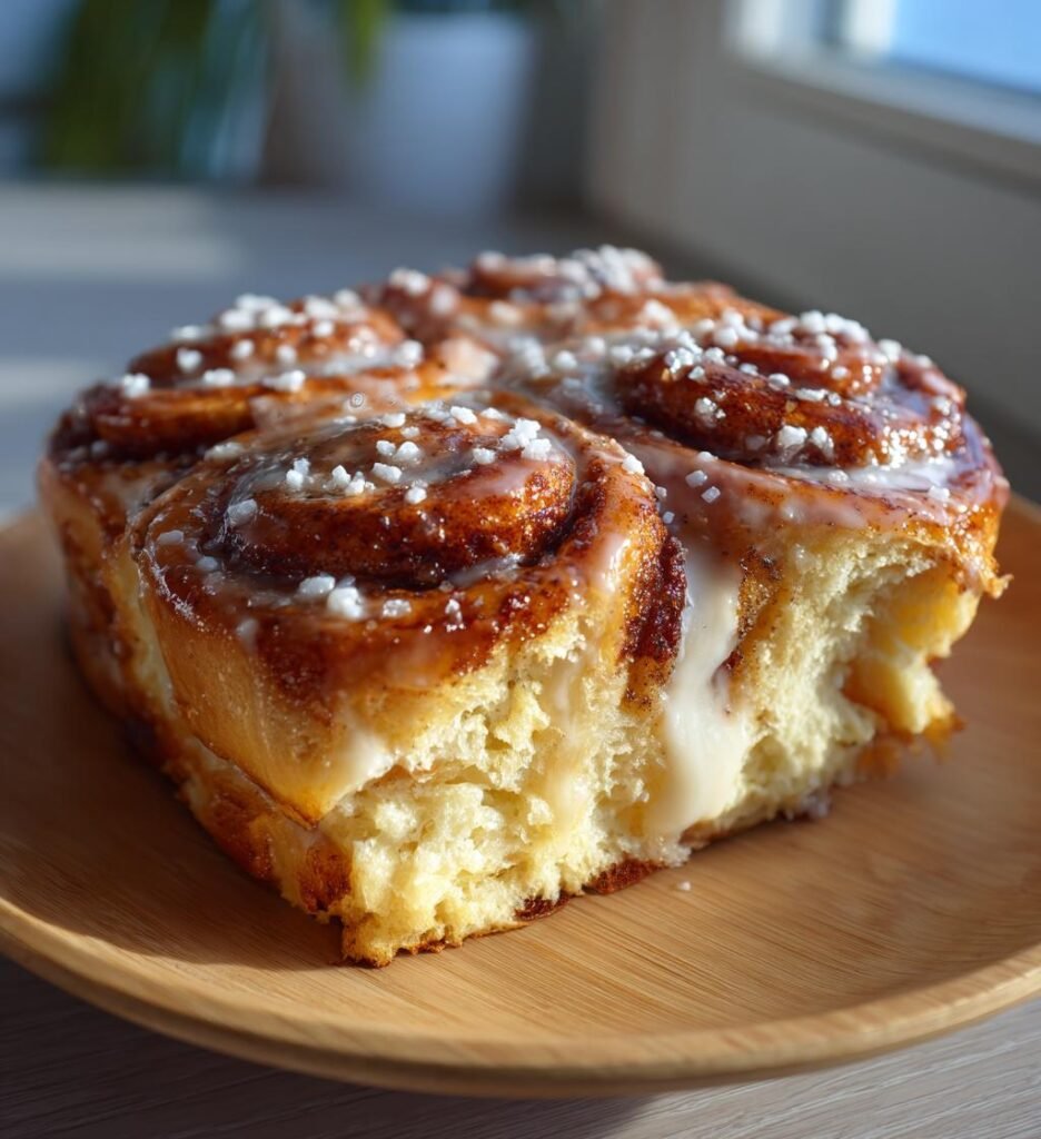 Kanelbullekaka med vaniljglasyr och pärlsocker