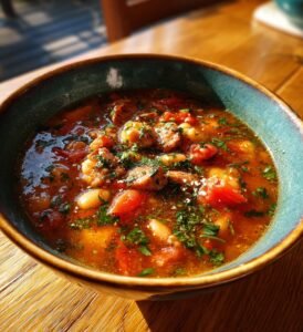 Korvgryta med vita bönor, tomat och örter