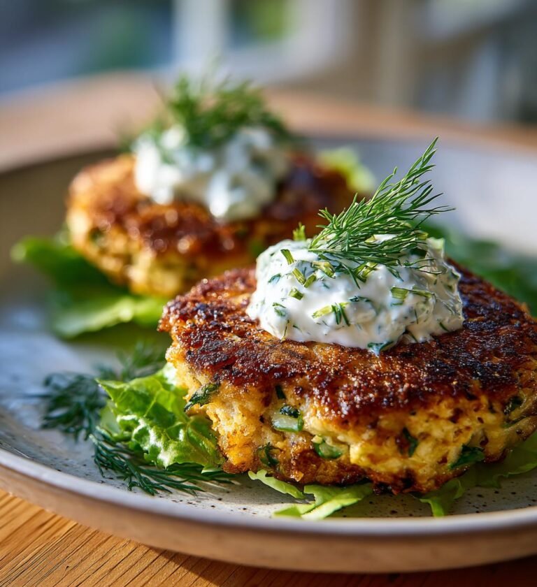 Frasiga fiskburgare med kall dillsås