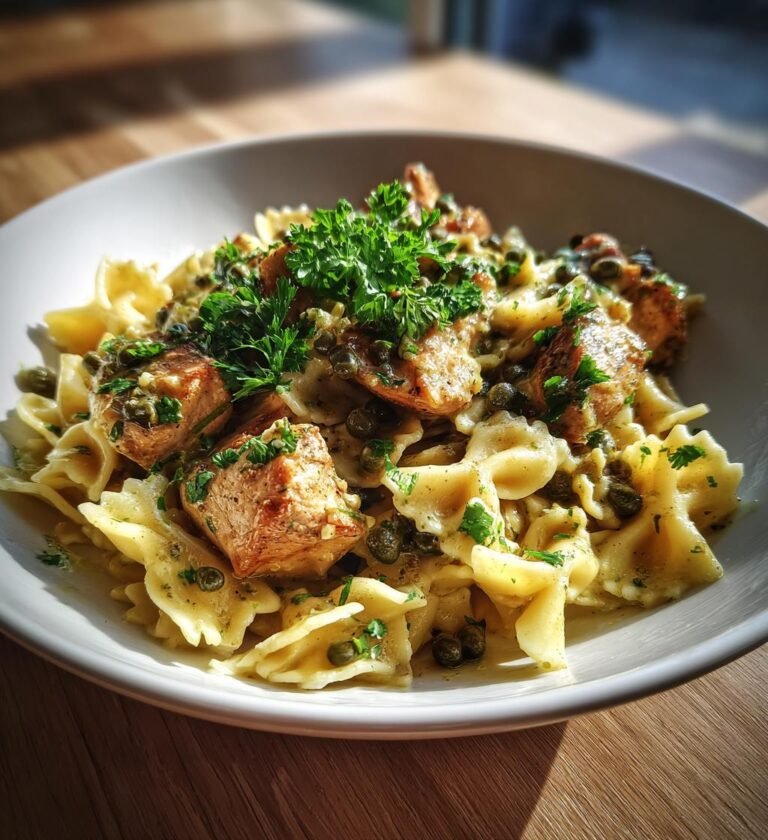 Kyckling piccata-pasta med citron och kapris