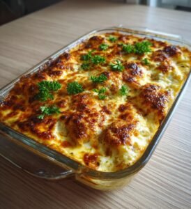 Fläskschnitzelgratäng med dijon, purjolök och grädde