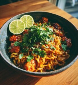 Krämiga kycklingnudlar med sweet chili och lime