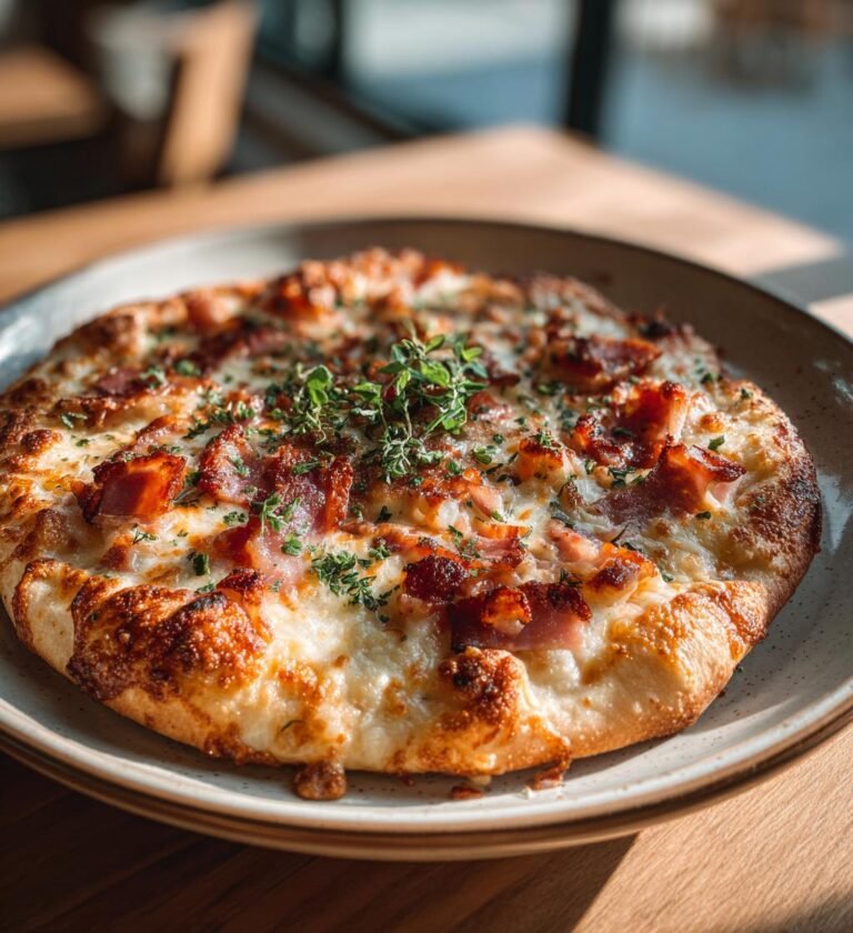 Sportlovspizza i långpanna med skinka och ost