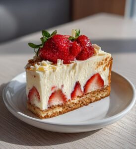 Studenttårta med jordgubbar och vit choklad