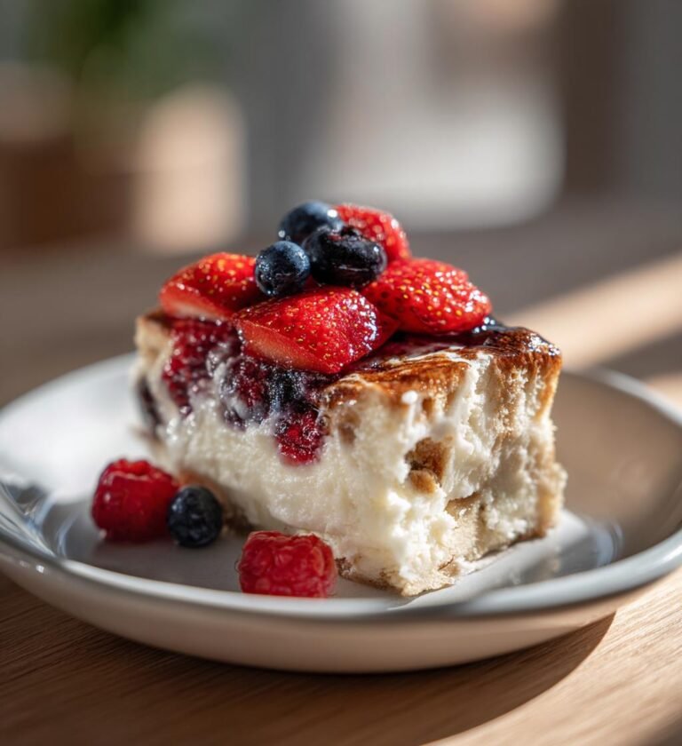 Vaniljpuddingkaka med färska bär