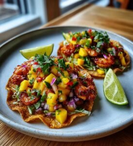 Räktacokorgar med mangosalsa